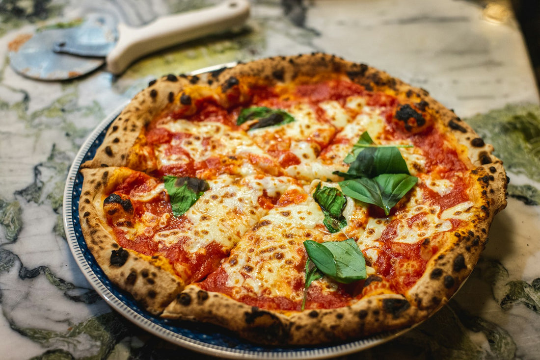 Fresh Margherita pizza with basil