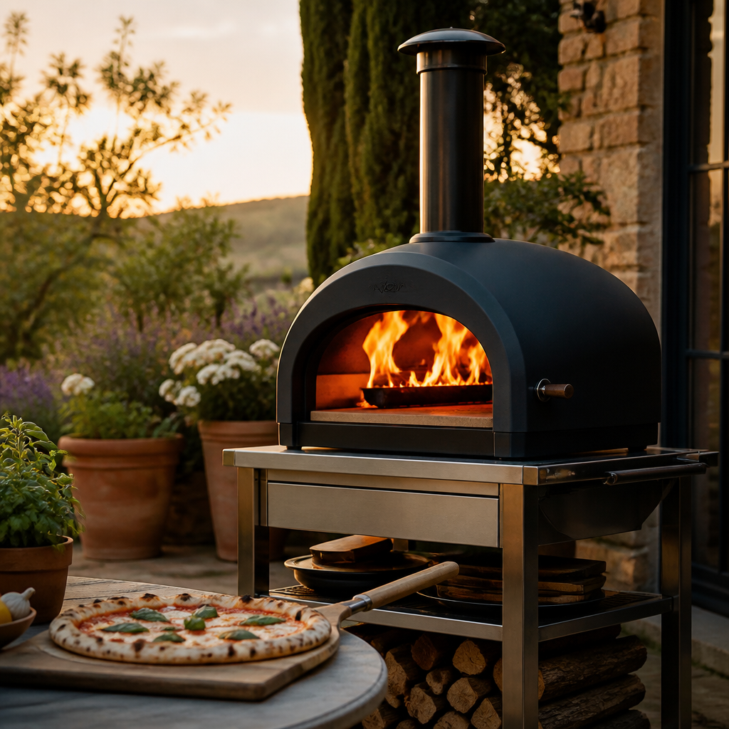 Artisan Dual Fuel Pizza Oven — golden hour lifestyle