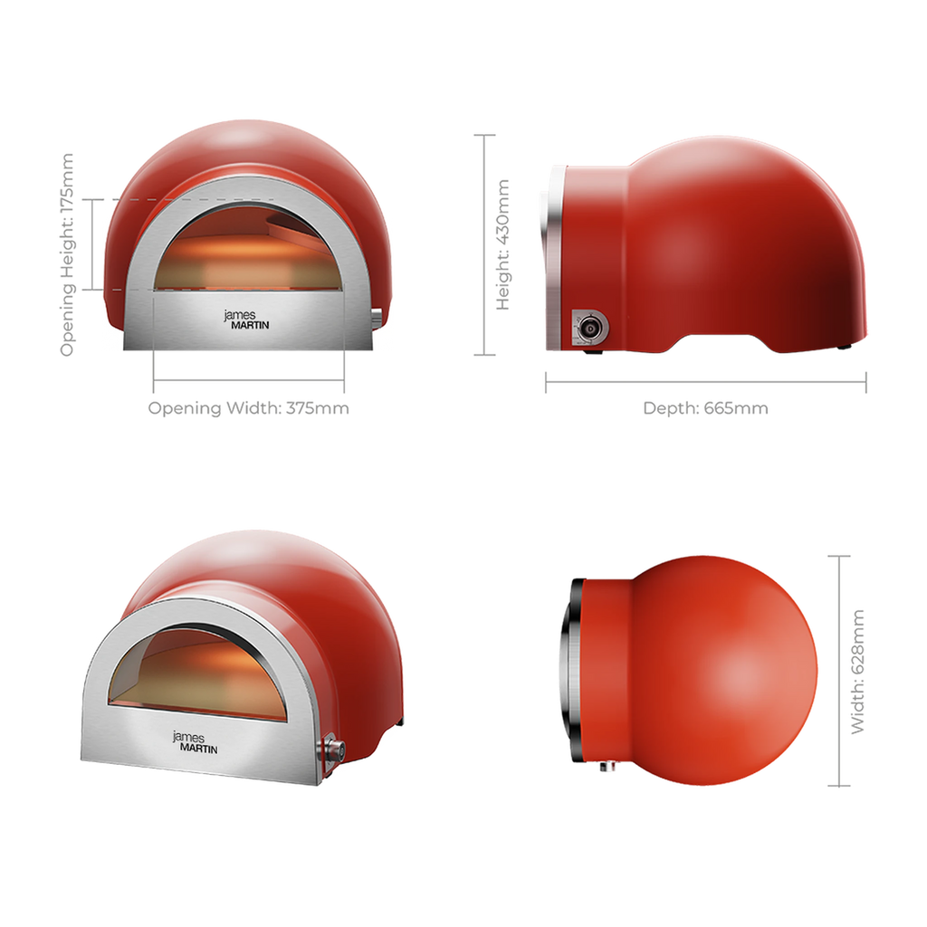 James Martin Artisan Dual Fuel Pizza Oven Red Dimensions